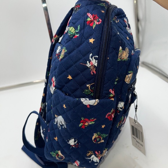Vera Bradley Blue Christmas Snowglobe Quilted Backpack